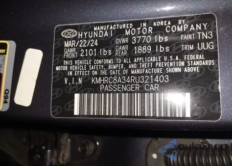 2024 Hyundai Venue Limited from USA, damaged, VIN KMHRC8A34RU321403